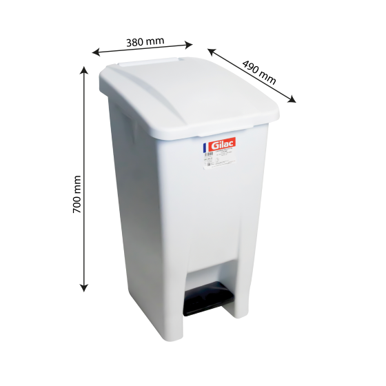 Eco pedal container + lid white 60 L, 80 L, 120 L